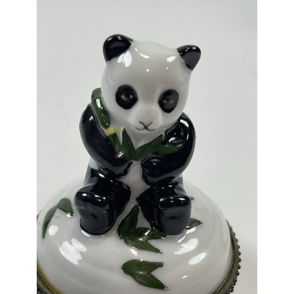 Panda Bear  Trinket‎ Box  Porcelain Hinged Hand Painted - Picture 5 of 13